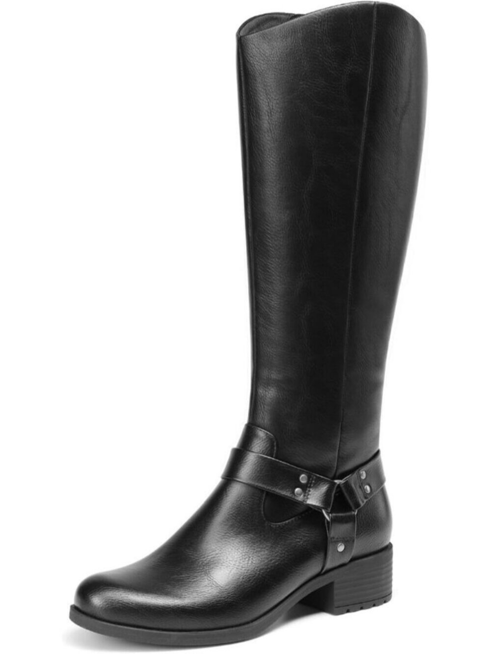 DREAM PAIRS Women's Black Knee High Boots Pull On Side Zipper Riding Boots